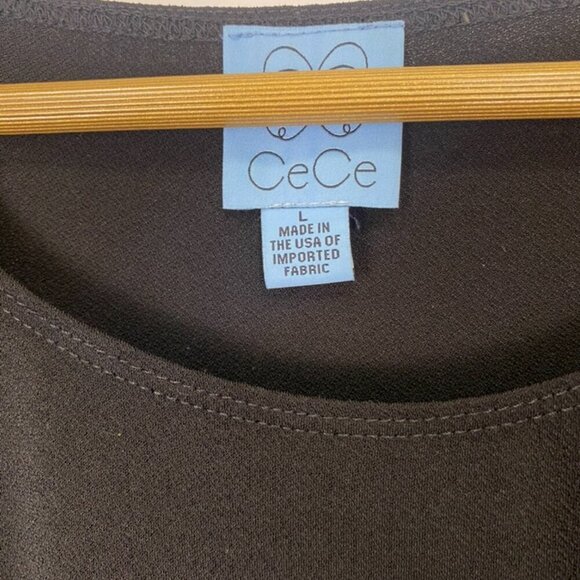 CeCe Black Balloon Sleeve Top - Picture 2 of 6